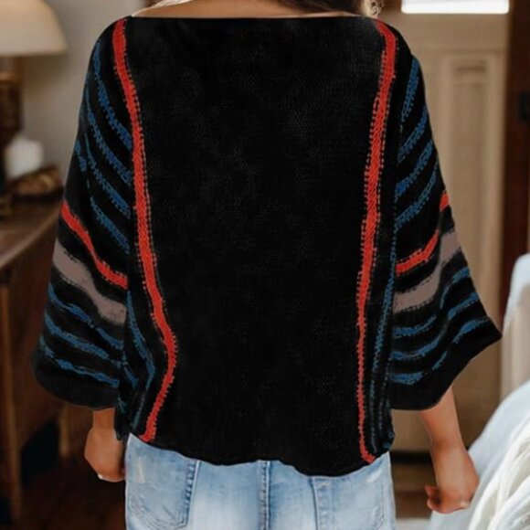 *SALE* NWOT! Black Striped Knit Sweater - Picture 2 of 4